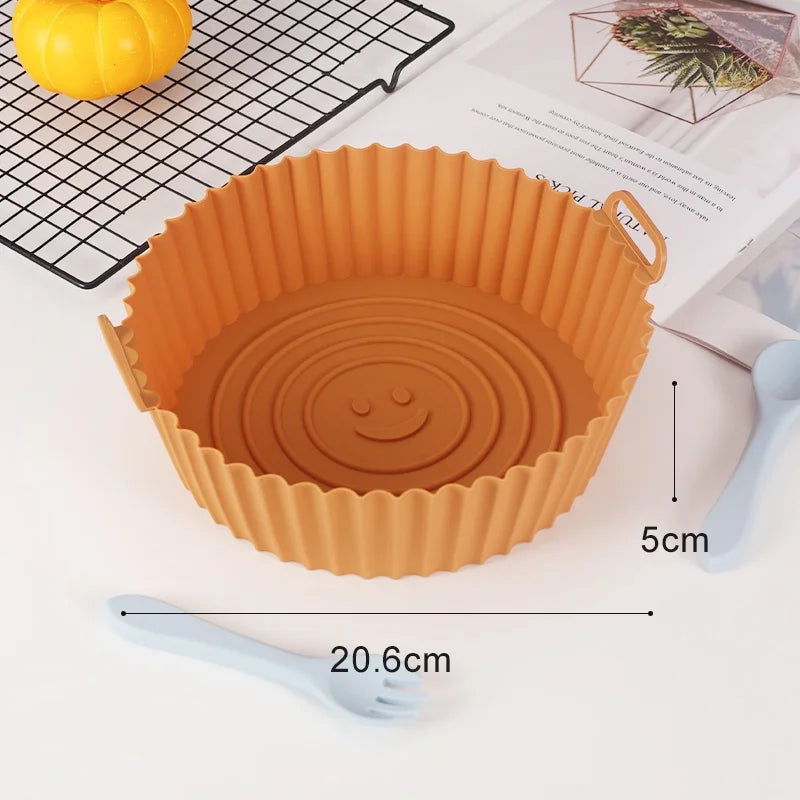 Reusable Airfryer Pan Liner Accessories Silicone Air Fryers Oven Baking Tray Pizza Chicken Airfryer Non-Stick Silicone Mould
