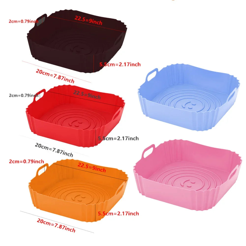 Reusable Airfryer Pan Liner Accessories Silicone Air Fryers Oven Baking Tray Pizza Chicken Airfryer Non-Stick Silicone Mould