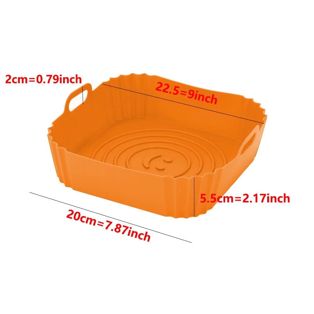 Reusable Airfryer Pan Liner Accessories Silicone Air Fryers Oven Baking Tray Pizza Chicken Airfryer Non-Stick Silicone Mould