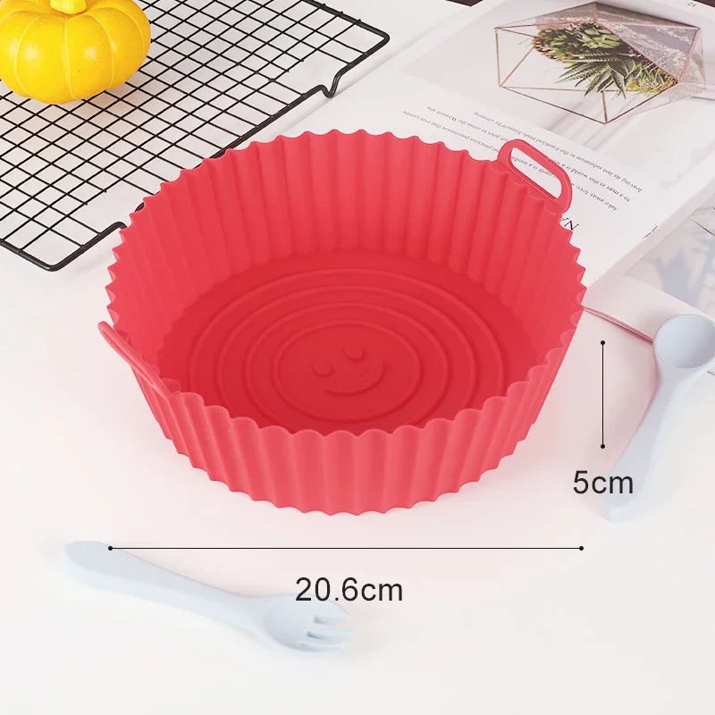 Reusable Airfryer Pan Liner Accessories Silicone Air Fryers Oven Baking Tray Pizza Chicken Airfryer Non-Stick Silicone Mould