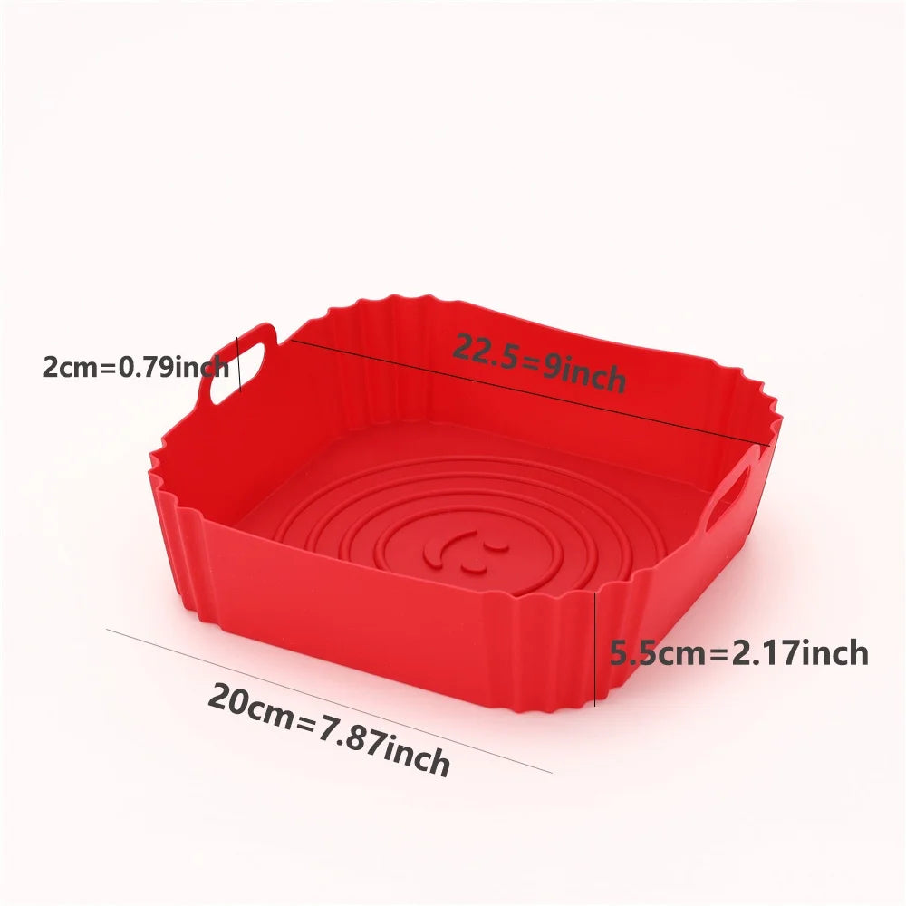 Reusable Airfryer Pan Liner Accessories Silicone Air Fryers Oven Baking Tray Pizza Chicken Airfryer Non-Stick Silicone Mould
